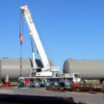 Image showing the erection of a 179″ x 420″ A516-70N ASME PRESSURE VALVE